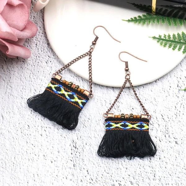 Brincos de balanço 4 cores Africana Tribal Fashion Thread Tassel Drop For Women Boho Party Ethnic India Jóias