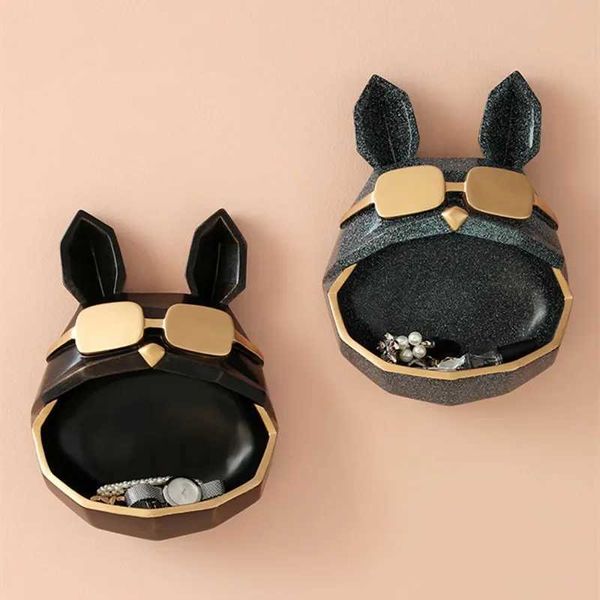 Objetos decorativos Figuras Arte nórdica Arte da boca Boca cool Caixa de armazenamento de cães para key Pearls Jewels Ornament Craft Modern Resin Art Anime Decor Sculpture Gift T240505