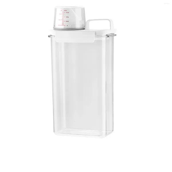 Garrafas de armazenamento 1 PCS 1800/2300ML Reabilitável Dispensador de Lavanderia Dispensador Tanque vazio para abacitador de pó Bleach Contêiner com rótulos