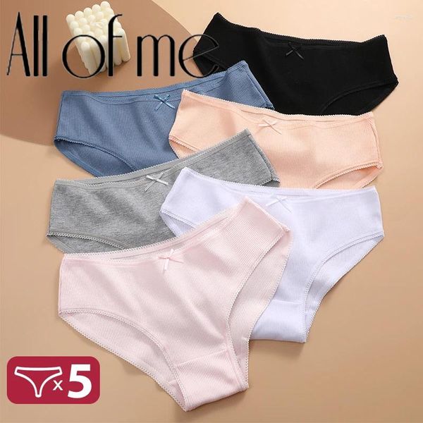 Damenhips 5pcs für Frauen Unterwäsche Baumwolle sexy atmungsbezogene weiche Dessous weibliche Briefs Mädchen Mädchen süße Feste Farbunterhose großer Größe große Größe