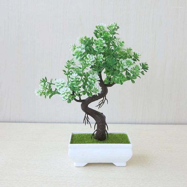 Dekorative Blumen Plastikpflanzen Bonsai kleiner Baum Topf gefälschte Pflanzen Blumenblumen Hauszimmer Tisch Dekoration Künstliche Gartenparty Ornament