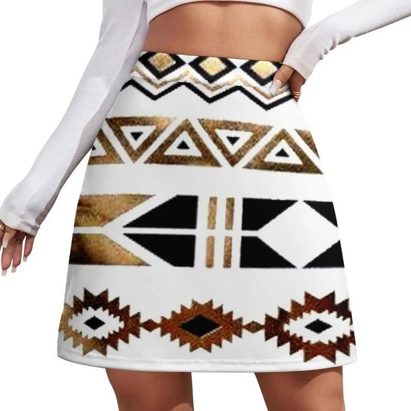 Skirts Tribal Aztec Gold and Black Design Mini Gonna Abiti da sera di lusso 2024 Midi per donne