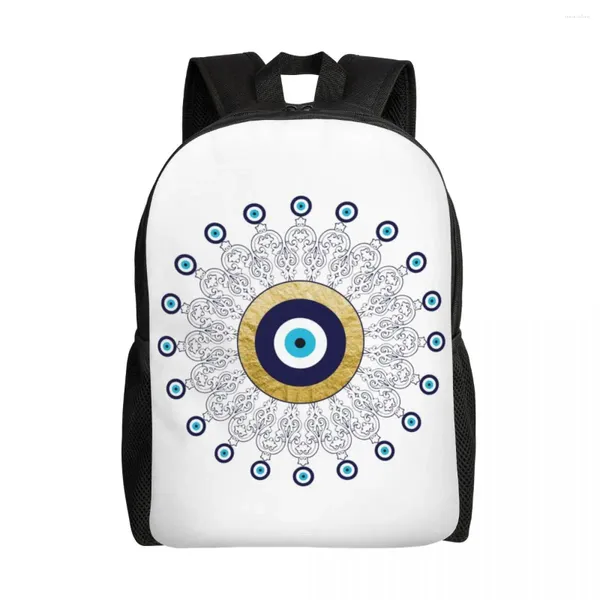 Zaino malvagio eye mandala in oro e blu da viaggio da donna femmina laptop book book book book gambe college daypack borse da daypack