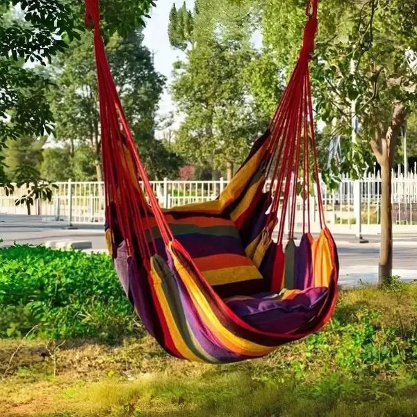 Cadeira de rede de algodão versátil com travesseiros - elegante portátil durável ideal para relaxamento interno -outdoor 240430