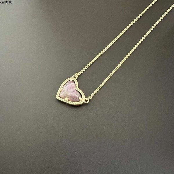 Kendrascotts Designer Schmuck Kendras Scotts Halskette modische und fürsorgliche herzförmige Amethyststein mit Colarbone-Kette für Frauen Fzjs