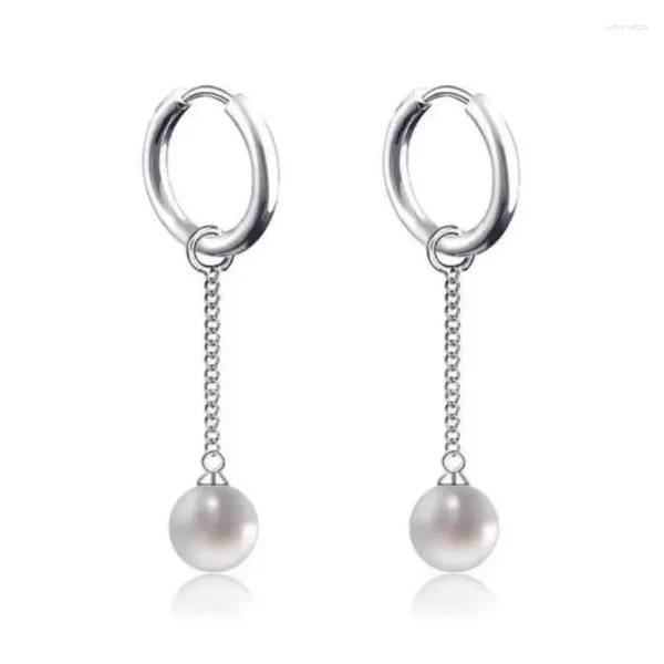 Dangle Küpeler 1 PCS Paslanmaz Çelik Sahte İnci Kolye Uzun Tassel UNISEX HOOP KULLANICILAR/Kadınlar Punk Gotik Takı Hediyesi