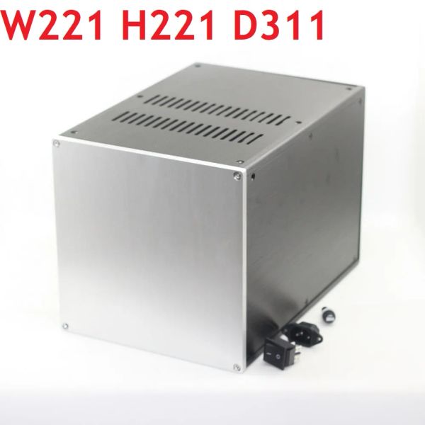 Усилитель W221.5 H221.5 D311 Алюминиевый шасси мультимерный усилитель питания усилитель корпуса Diy Drill Box Us Plug Socket Case Music Shell