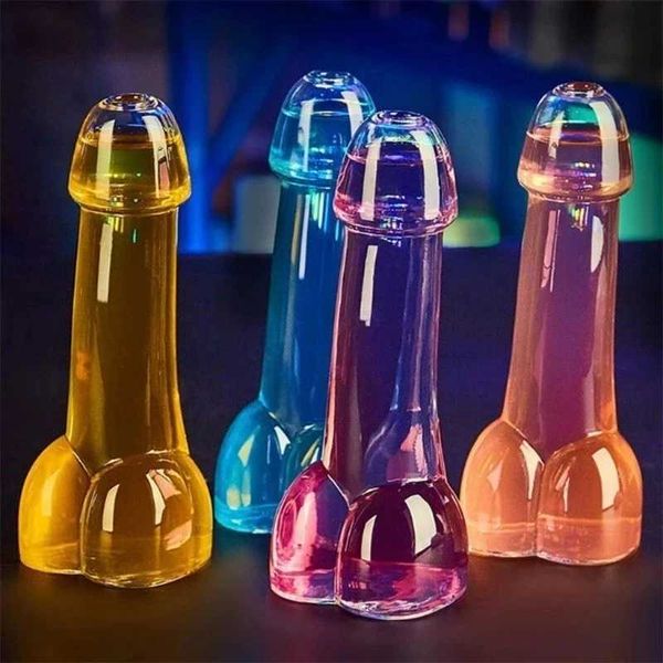 Bicchieri da vino sparato in vetro trasparente vino di bicchieri genitali cazzo cocktail tazza di plastica cannucce di plastica Willy bar gallina per feste notturne t240505