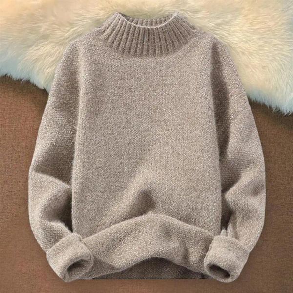 Herrenpullover halbe Rollkragenpullover -Samtpullover Winter -Strickwinkelkollektion mit hohen Kragen Tops dicker für lässig