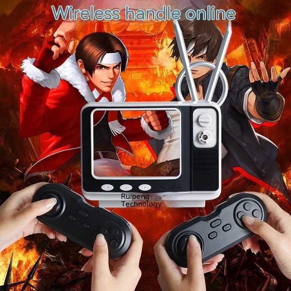 Jogadores de jogos portáteis Cross Border Retro Bookshelf Clock Game Console GV300 Mini Retro Fun Game Console FC Red e White sem fio Duelo Pequeno Presente J240505