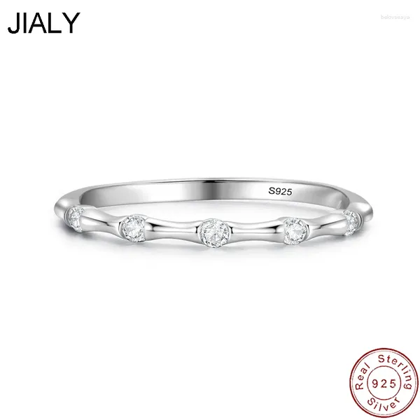 Clusterringe jly fein europäischer CZ Bambus 925 Sterling Silber Faltbar für Frauen Geburtstagsfeier Hochzeit Geschenkschmuck Schmuck