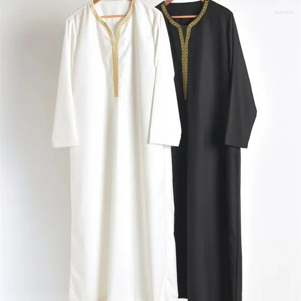 Abbigliamento etnico uomini della moda musulmana jubba thobes arabo pakistan dubai kaftan abaya abiti islamici in arabia saudita lungo abito