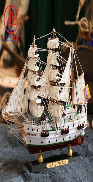 Luckk Simulazione Arc Gloria Wooden Sailing Boat Model Colombia Nautiche Figurine Figurine moderne Accessori per decorazioni d'interni 7355935