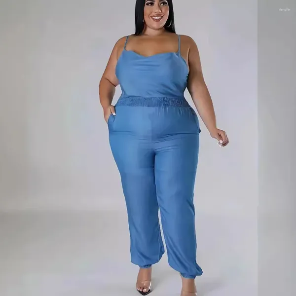 Pontas de macacão feminina Plus Size Mulheres Roupas 2024 Verão Large Sexy Tiktok Chic e macacão elegante