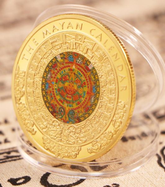 Mayas Novelty Gold Plaked Souvenir Coins Mexican Maya Aztec Calendario Profezia Cultura Commemorativa Monete Collegioni GIFTS5177093