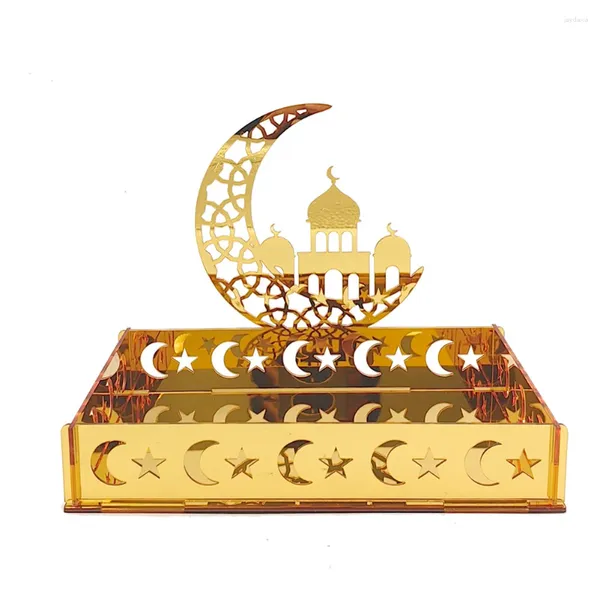 Decorazione per feste Eid Mubarak dessert vassoio Ramadan Moon Star Plate per le tavolette per la conservazione del frutto del cibo musulmano islamico