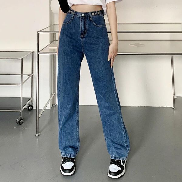 Frauen Jeans Mode Freund Baggy Frauen Kleidung Mädchen Streetwear -Hosen weibliche Damen Slouchy Blue High Taille Straight Jeanshose