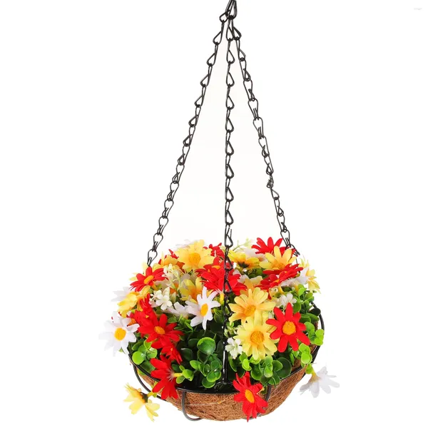 Flores decorativas de inverno penduramento cestas de flores com plantadores de parede de jardim plantadores falsos