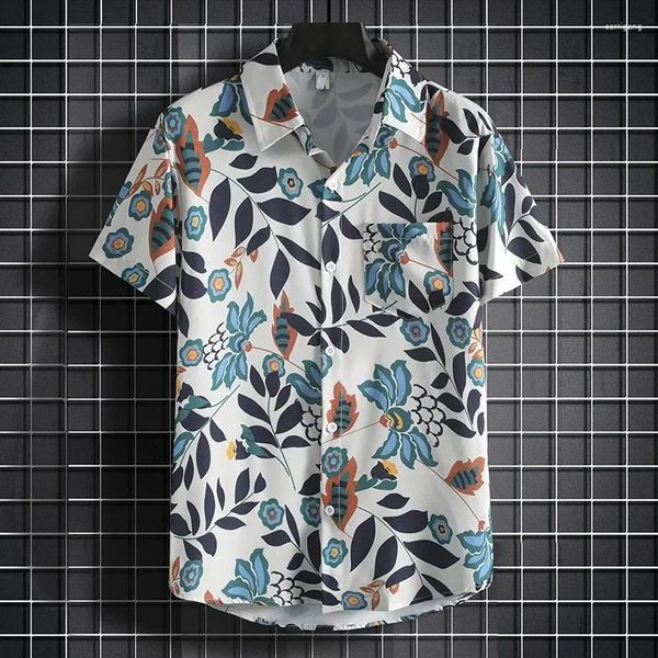 Camisas casuais masculinas estampas vermelhas de pescoço de tartaruga para homens - mangas curtas Polo de praia top