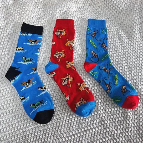 Frauen Socken 1 Paar Cartoon Animal Print Unisex Neuheit Style Middle Tube Anzug in allen Jahreszeiten