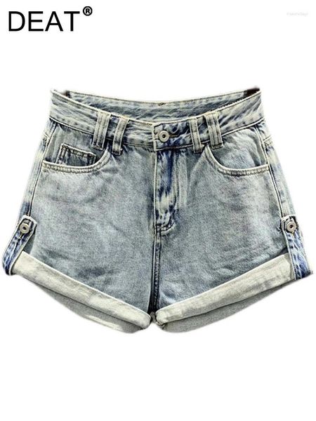 Frauen Jeans Mode Frauen Denim Shorts High Taille Spleiß Taschenkante Loose Blue Bein kurzer Sommer 2024 17A8535