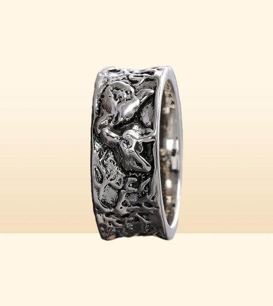Schlafe Wolfsringe für Männer039s Vintage Curled Wolf Ring Persönlichkeit Hibernate Tierschmuck Ringe HipHop Männlicher Ring Accessori2033886