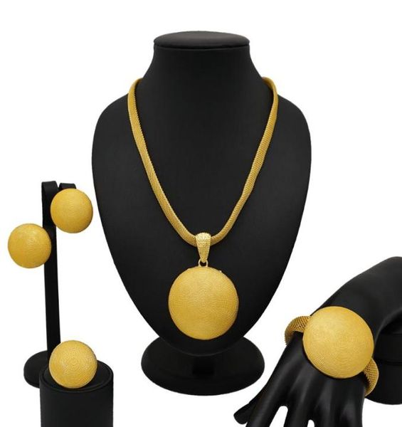 K Store Gioielli africani Set Orecchini Super Gold Grandi Medaglia per feste per feste Nigeria Anello Nigeria Necklace6657902