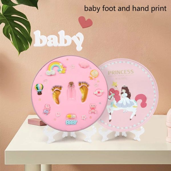 Blocks Baby Gift Baby Footprint asciugatura aria morbida Argilla per bambini Bambini Kit impronta del piede a mano kit fai da te giocattoli da stampa da stampa souvenir per bambini