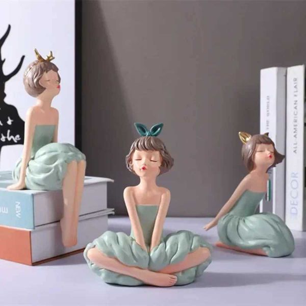 Oggetti decorativi Figurine moderne bowknot fata ragazza figurine del personaggio nordico figurine dolci decorazioni per la casa arti e artigianato a bolle gum girls decor regalo di compleanno t240505