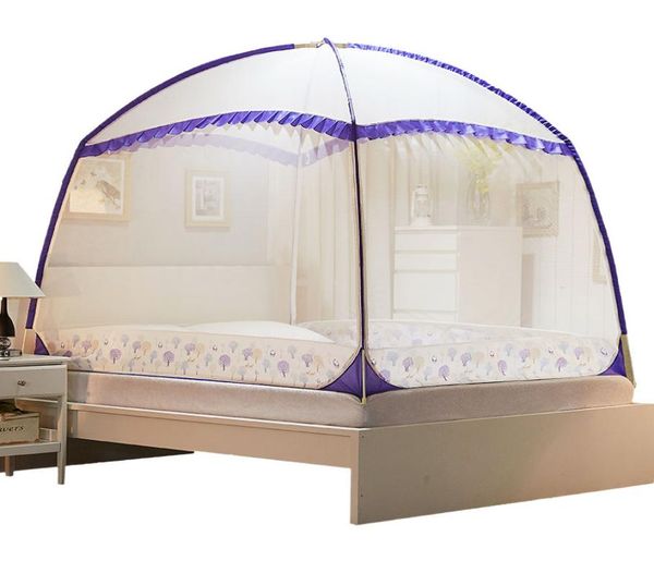 Rede de mosquito dobrada para cama de casal com três portas inseto mosquiterra bed tent adultos yurt mosquito redes princesa estilo zanzariera net5840558