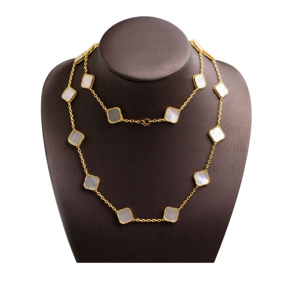 20 Blumenklee Halskette Designer für Frauen 4 Vier Blatt Anhänger Halsketten Achate Mutter des Perlen -ersten Pulloverkette 18k Gold Schmuck Frau Geschenk tägliches Outfit