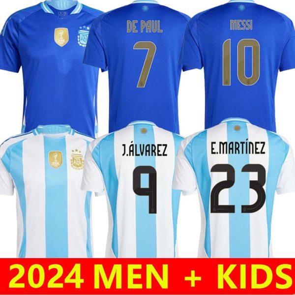 Equipe nacional respirável xxxl 4xl plus size fãs fãs de futebol messis dybala di maria martinez de paul correia maradona kits infantis kits 2024 Copa America Men+Kids Suit