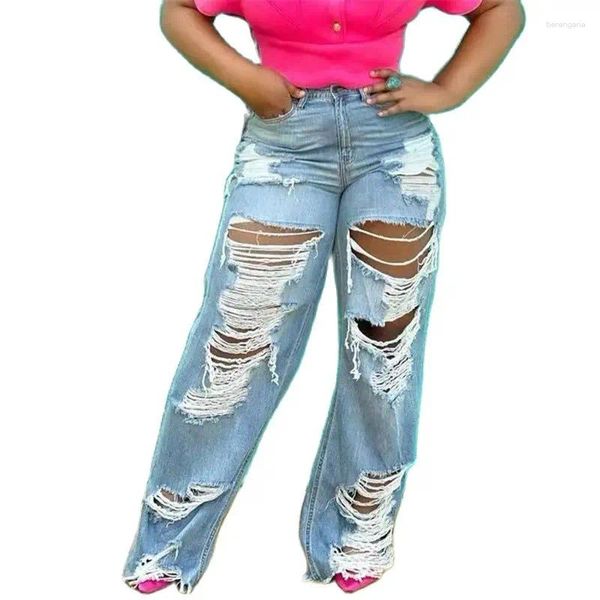 Jeans womans fashion front posteriore di grandi dimensioni dritti femminile casual high wanim pantaloni da donna tendenza sexy streetwear pantaloni sciolti 24