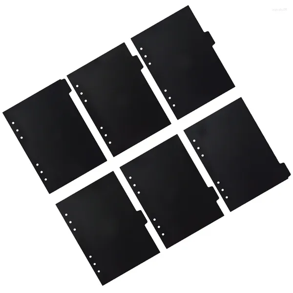 6pcs Binder Divider 6 Anello Etichette rimovibili fogli di plastica Inserble Index Pagina Foro Punteggio Lettera A5