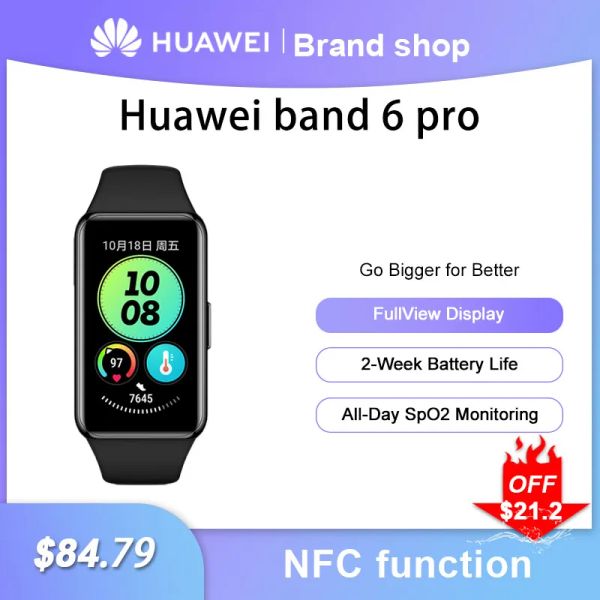 Pulseiras New Huawei Band 6 Smart Band Oxigênio Blood 1.47 '' AMOLED RATEGEM RATEGEM SLEEP SLEENS Monitorando Bluetooth 5.0 Banda 6 Pro