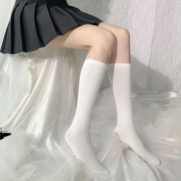 Kadınlar Kore moda düz renk seksi uyluk yüksek uzun kız Japon lolita harajuku sıcak nefes alabilen diz çorapları