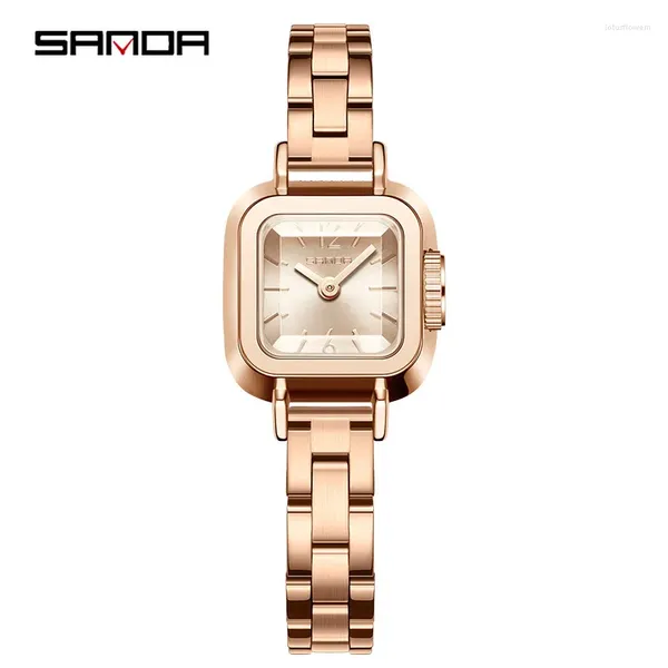 Relógios de pulso Sanda 1117 Mini estilo Madame Watch Square Mesh Moda Simples Roman Pattern Roman Propertle Quartz Belt Women's Gift Watches