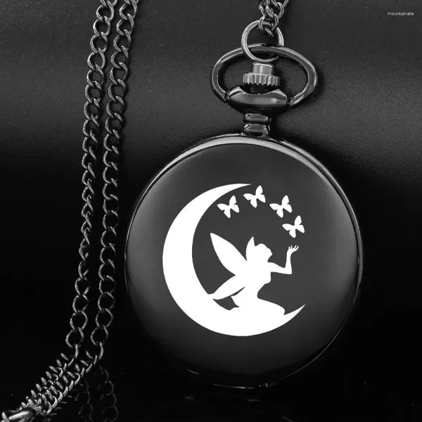 Pocket Watches The Butterfly Maiden in Moon Design Escalhando Inglês Alfabeto Face Avisto