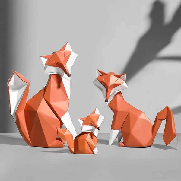 Oggetti decorativi Figurine creative Fox Statue Animal Figurina Resina Decorazioni per la casa Scultura moderna soggiorno TV Cabinet scrivania Ornamenti in resina regalo T240505