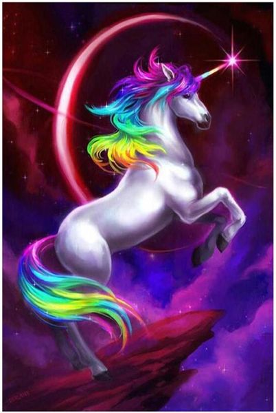 DIY -Malerei durch Zahlen Erwachsene Handbemalte Ölfarbe Kits PaintColorful Unicorn 16 x20 270i1699014