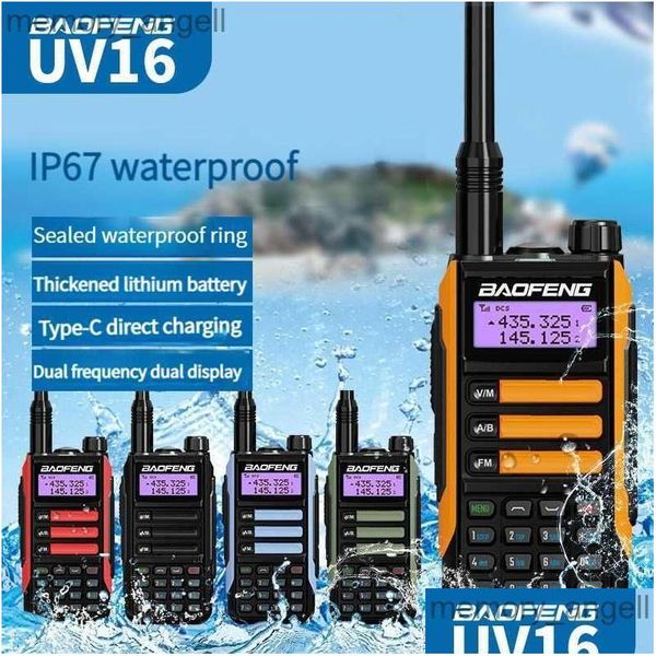 Walkie Talkie Baofeng UV16 Profissional 10W Impermeável VHF UHF Banda dupla de duas maneiras Rádio HKD230922 Drop Delivery Electronics Telecommu Dhugt