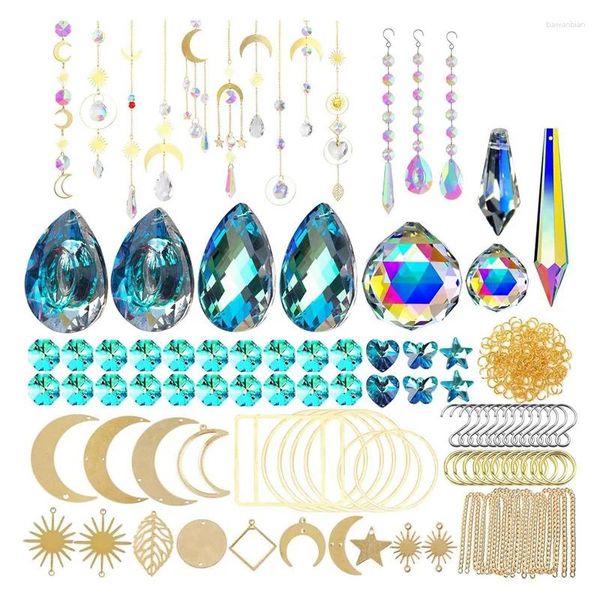 Dekorative Figuren 370 PCs Kristall Sonnencatcher Kits hängen Kronleuchterkristalle Prismen Teile Regenbogenhersteller Anhänger Diy Sonnenfänger Perlen