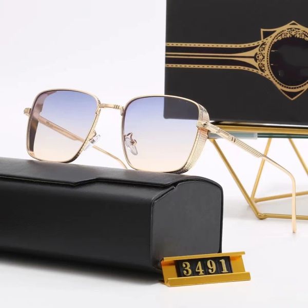 2024 Neue Luxusdesigner Sonnenbrille für Männer Sommer stilvoller Steampunk Square -Stil -Sonnenbrille Cool Metal Side Shield Marke Design Sonnenbrille 3491