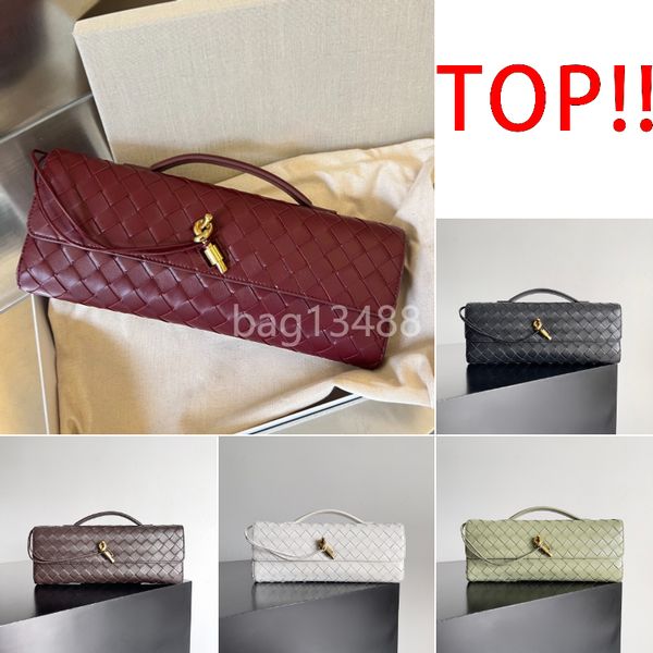 Bolsa de embreagem de bolsa de luxo Bolsa de hangbags de alta qualidade e bolsa de couro ANDIAMO PARA MULHER HANDA HANDS BANDELA BANDO BACA DE NOITE BURNGUNS BURNGUNDY COM GOLD HARDWARE