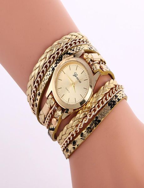 Relógio de moda relógios coloridos de videira weave wrap rebite senhoras pulseira de pulseira de pulseira de cor de corrente para mulheres damas dhl free6747864