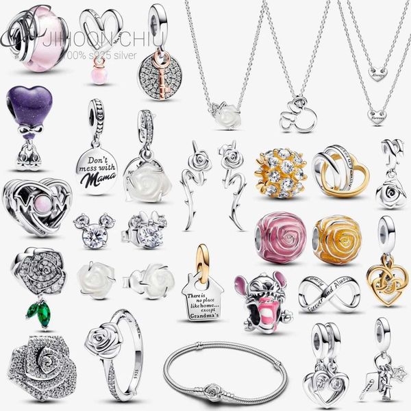 Collane a ciondolo 925 Sterling Silver 2024 MATHE FAY Love You Mom Double Heart Chinds Fit Pando Original Gioielli da donna fai -da -te Donne Gioielli Q240430