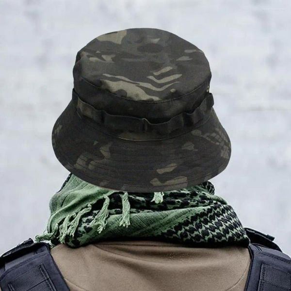 Berets Camouflage Boone Hut Militärtaktische Breite Rand Sonne für Männer Frauen im Freien Wanderjagd mit UV -Schutz UPF50