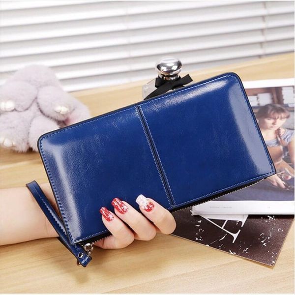 Hot Sale Women Women Walets Long Candy Oil Leather Cartlet Day Clutch