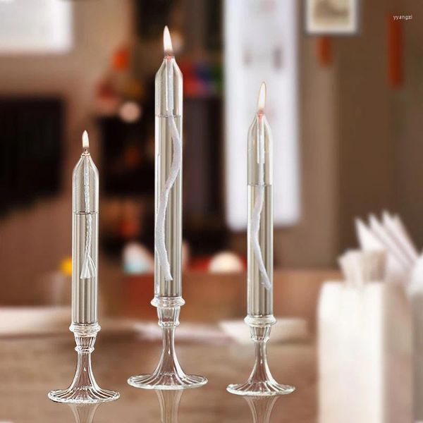 Candele Cancile in stile europeo europeo porta lampada ad olio di vetro lungo portatore di candelanti trasparenti decorazioni da tavolo da tavolo da tavolo da tavola romantica