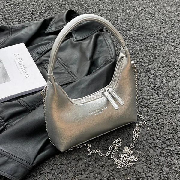 Abendtaschen Originales Design Y2K Kette Silber Handtasche cool